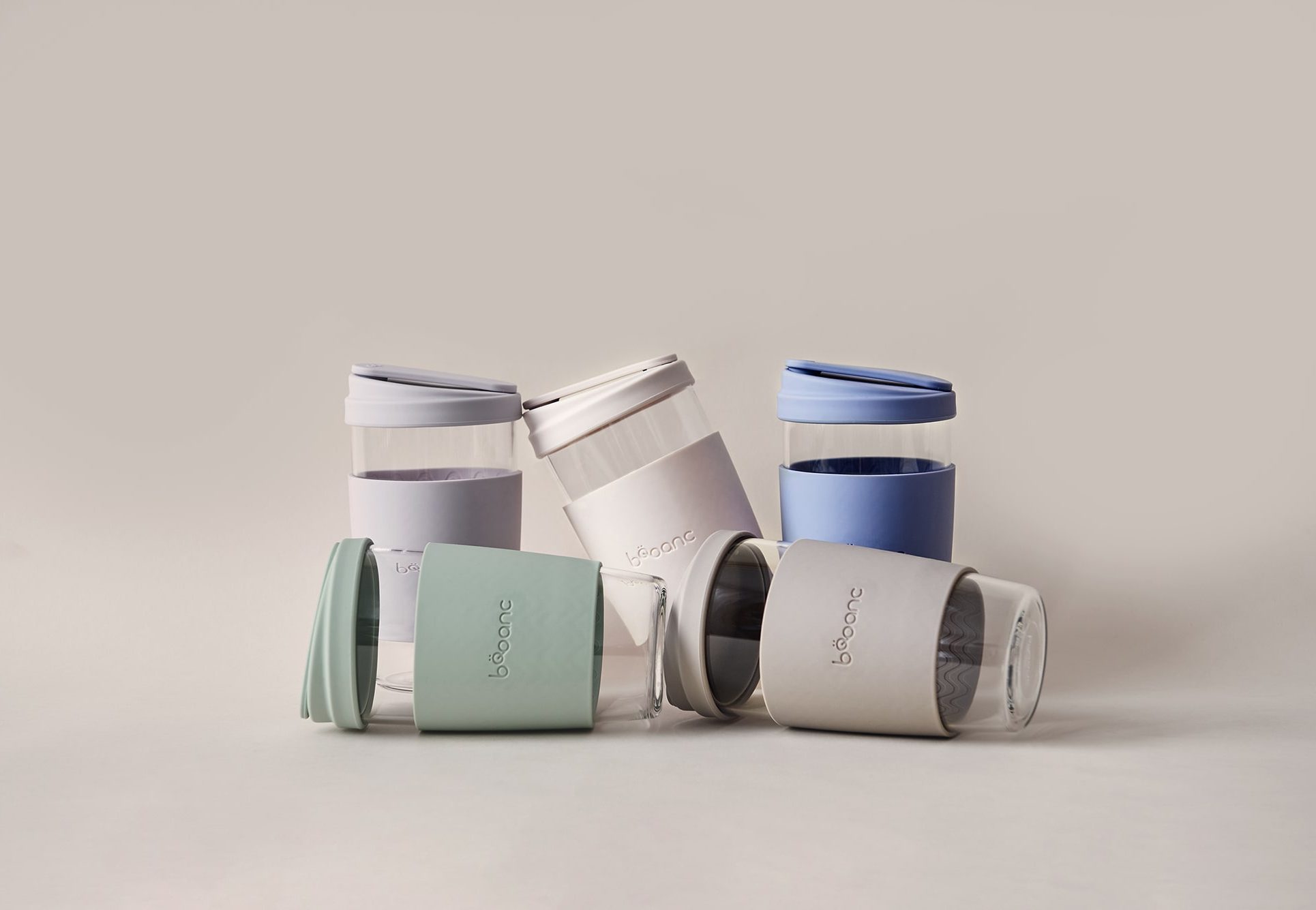 mix and match multi-colored neutral tone bobanc reusable cups