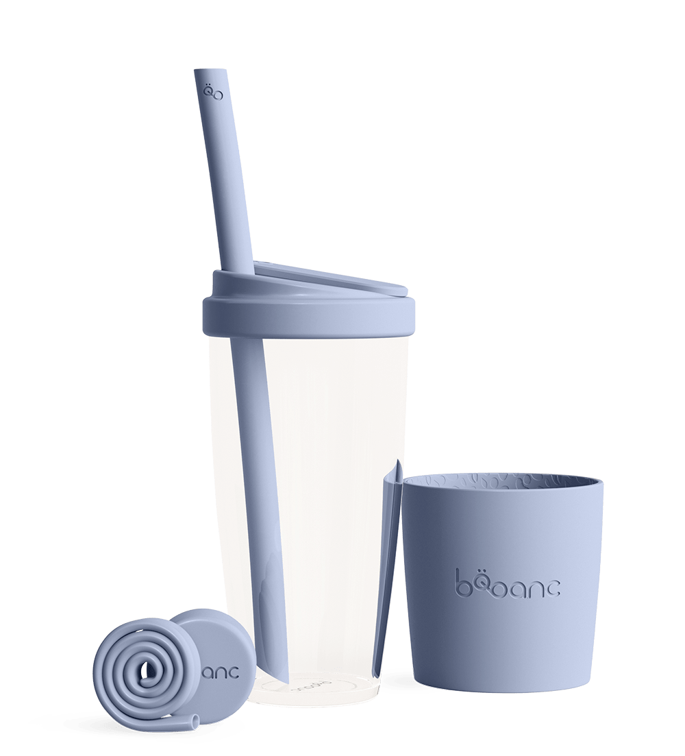 blue 16 oz 500ml reusable cup and straw