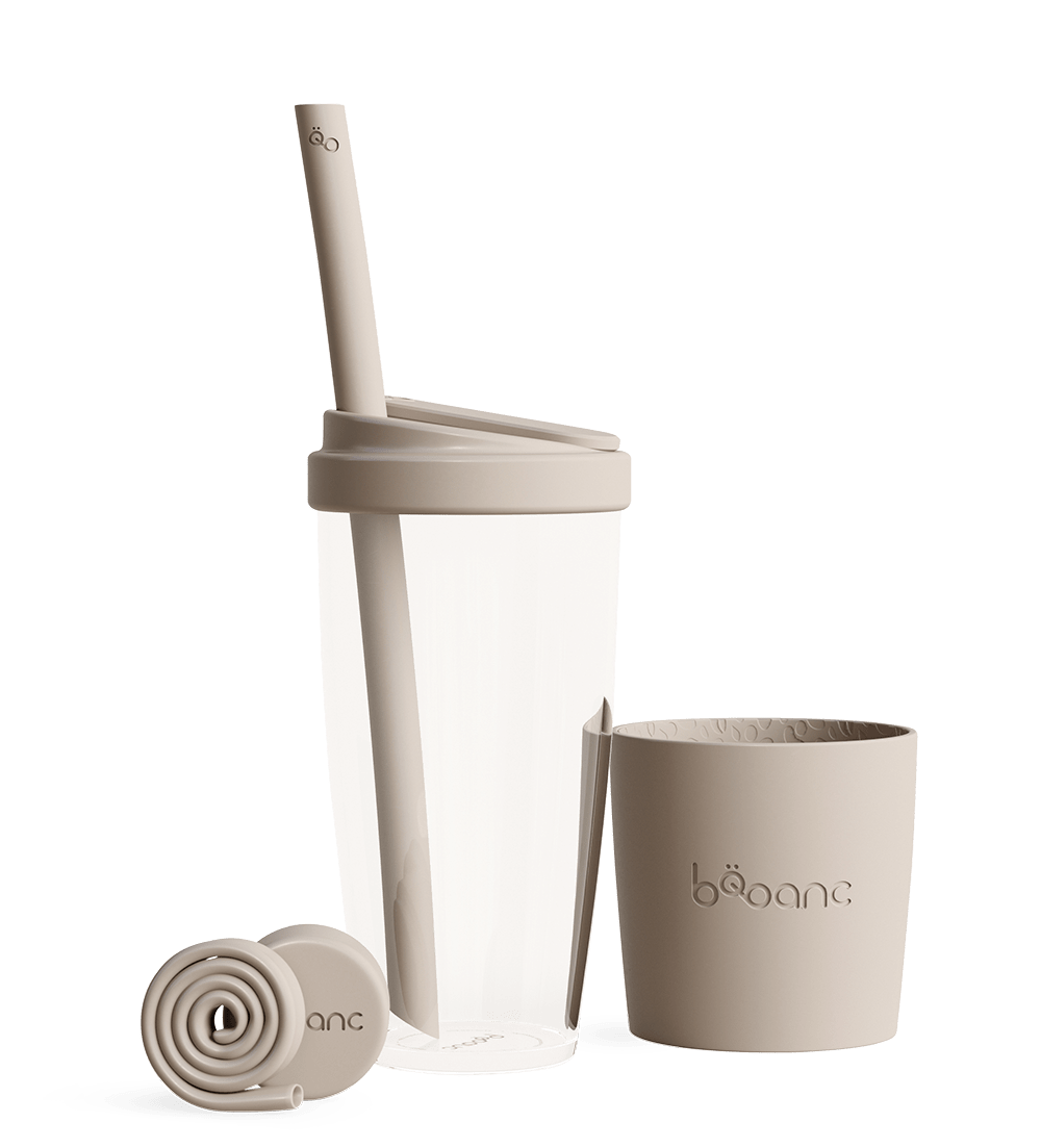 neutral taupe brown grey 16 oz 500ml reusable cup and straw