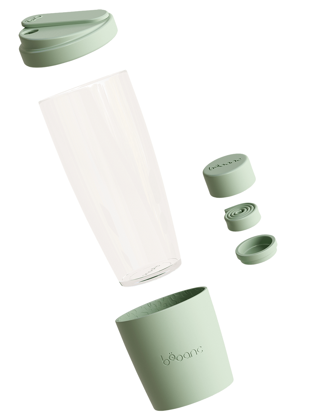 bobanc non-toxic bpa free reusable borosilicate glass cup and food-grade silicone